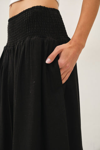 Black Embroidered Hem Maxi Skirt