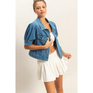 Enzyme Washed Denim Jacket in Light Denim