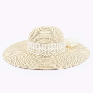 Faux Straw Wide Brim Hat in Ivory