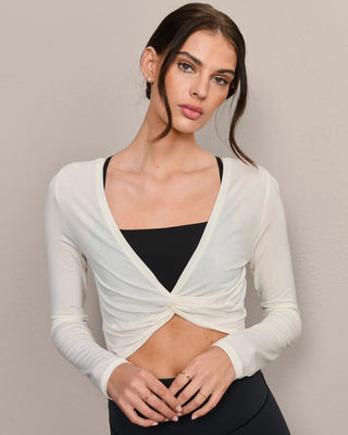 Rhone® Featherweight Rib Twist Top in Off White