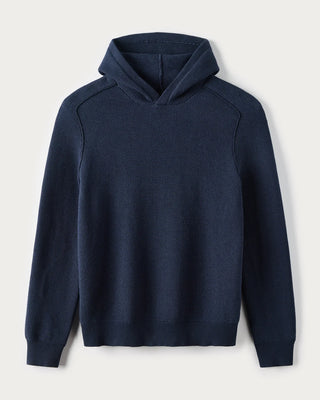 Fine Knit Sweater Hoodie in True Navy Heather – Men's Hoodie by Rhone