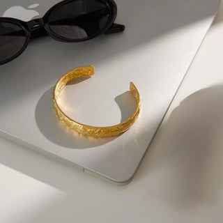 Flora Floral Cuff Gold Bracelet