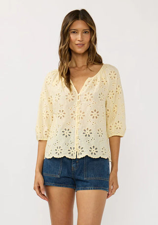 Floral Eyelet Blouse in Yellow