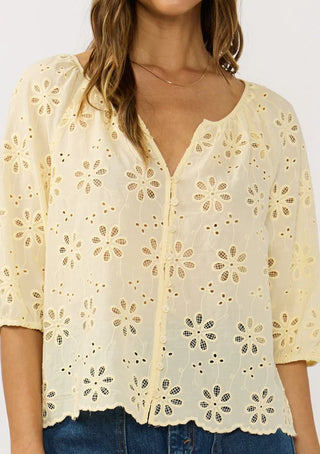 Floral Eyelet Blouse in Yellow