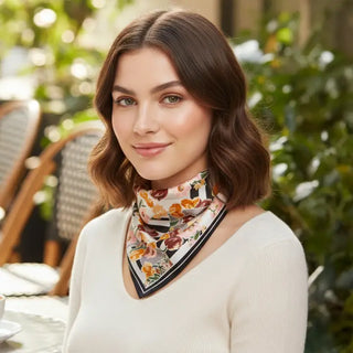 Floral Geometric Pattern Bandana Scarf in Black