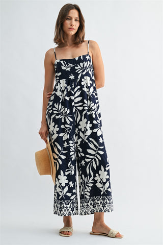 Floral Print Wide Leg Tank Jumpsuit