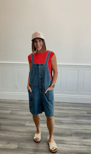 Front Button Denim Romper