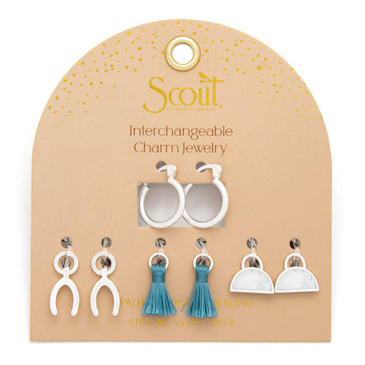 Interchangeable Charm Earring - Opalite/Healing/Silver