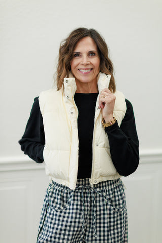 High Neck Cropped Puffer Vest