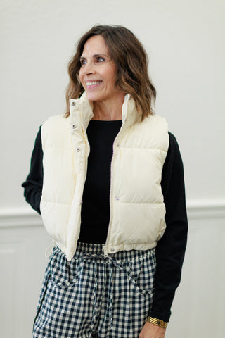 High Neck Cropped Puffer Vest