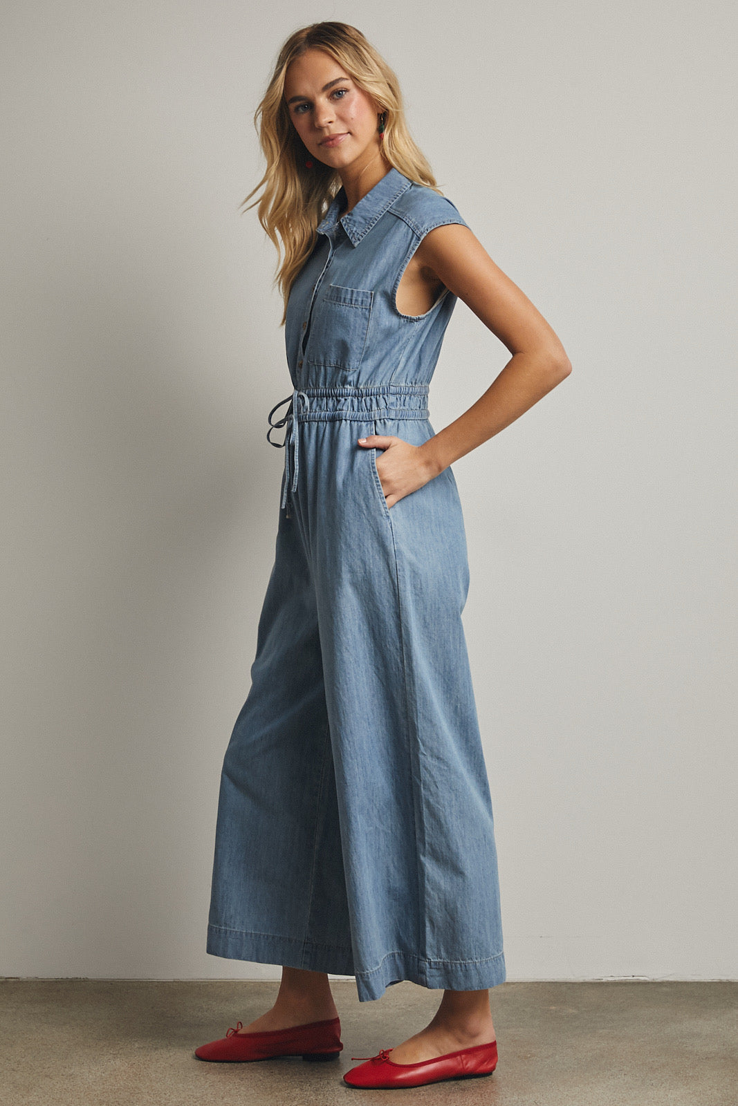 Sleeveless Denim Jumpsuit