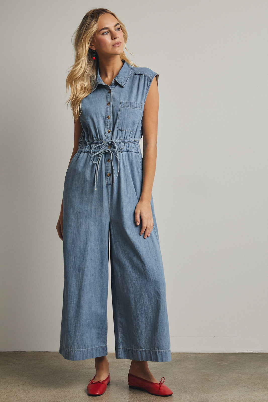 Sleeveless Denim Jumpsuit
