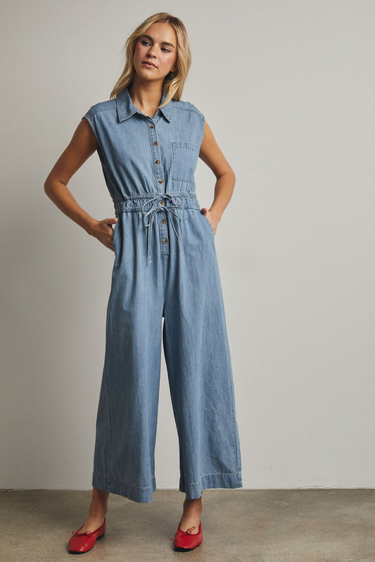 Sleeveless Denim Jumpsuit
