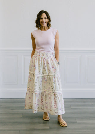 Tiered Floral Maxi Skirt