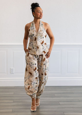 Halter Tie Top & Pants Set