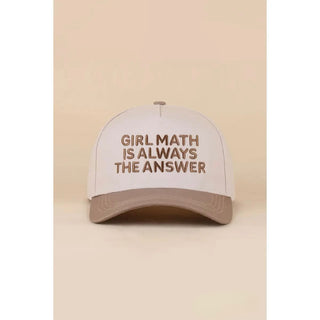 Girl Math Is Always The Answer Hat in Ash Mocha