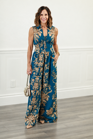 Flying Tomato Floral Print Wide Leg Jumpsuit