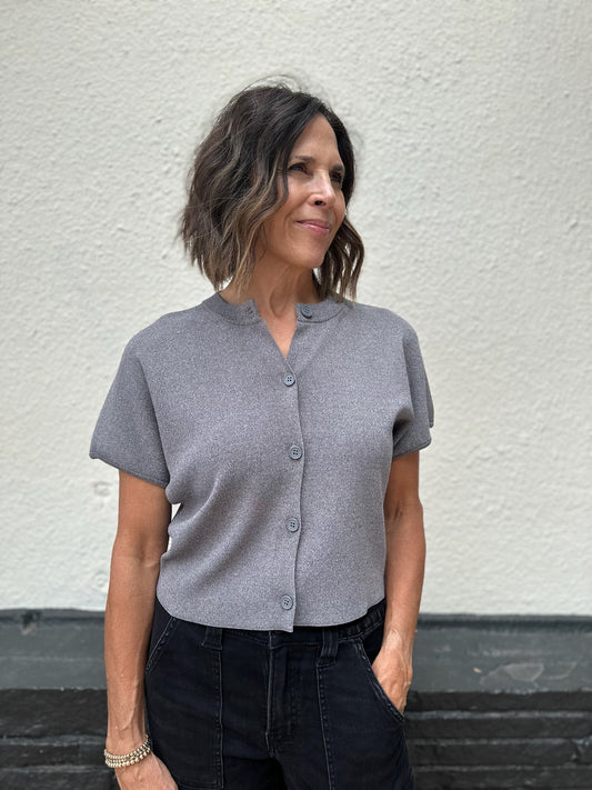 Button Down Lightweight Sweater Top