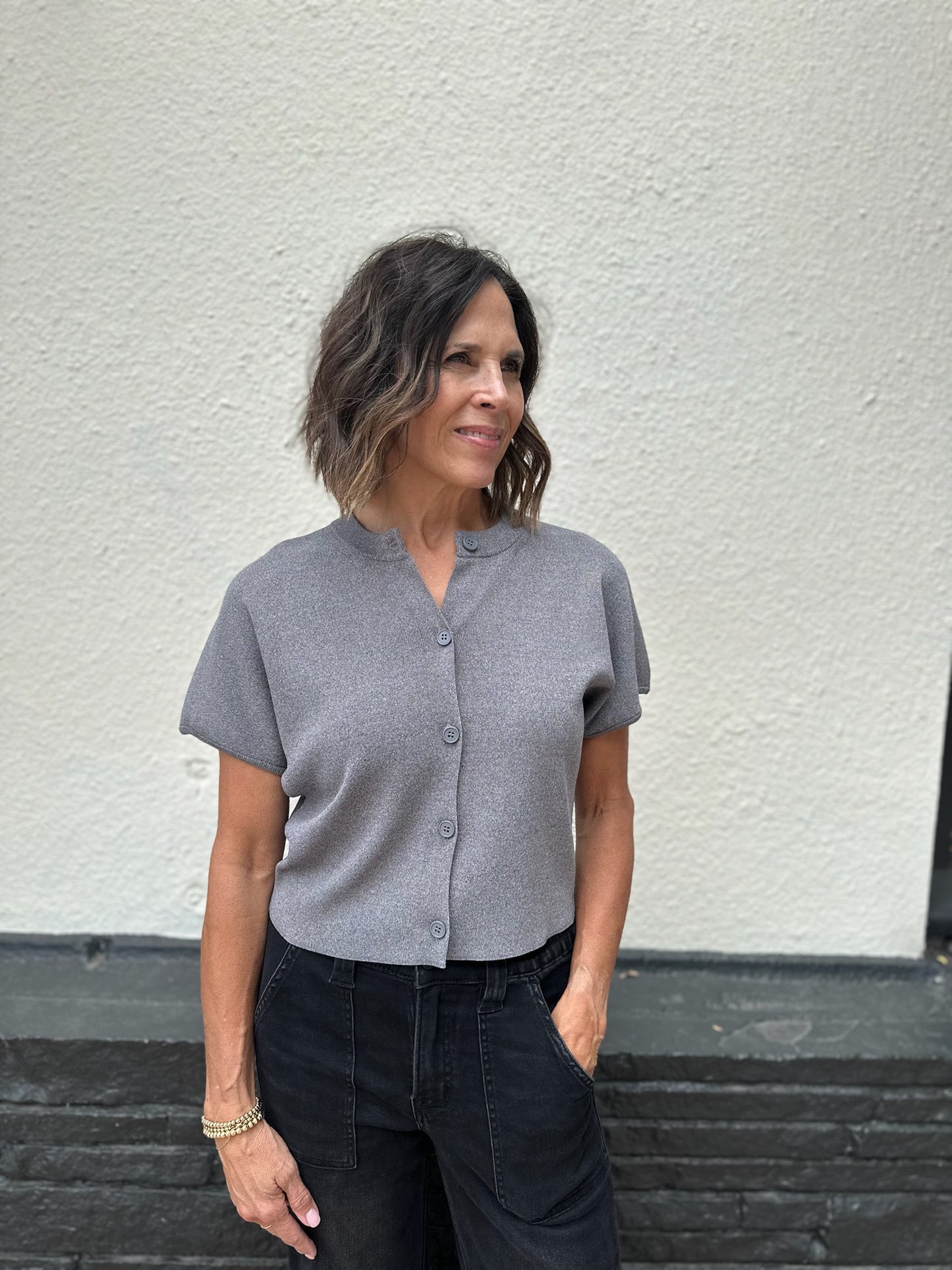 Button Down Lightweight Sweater Top