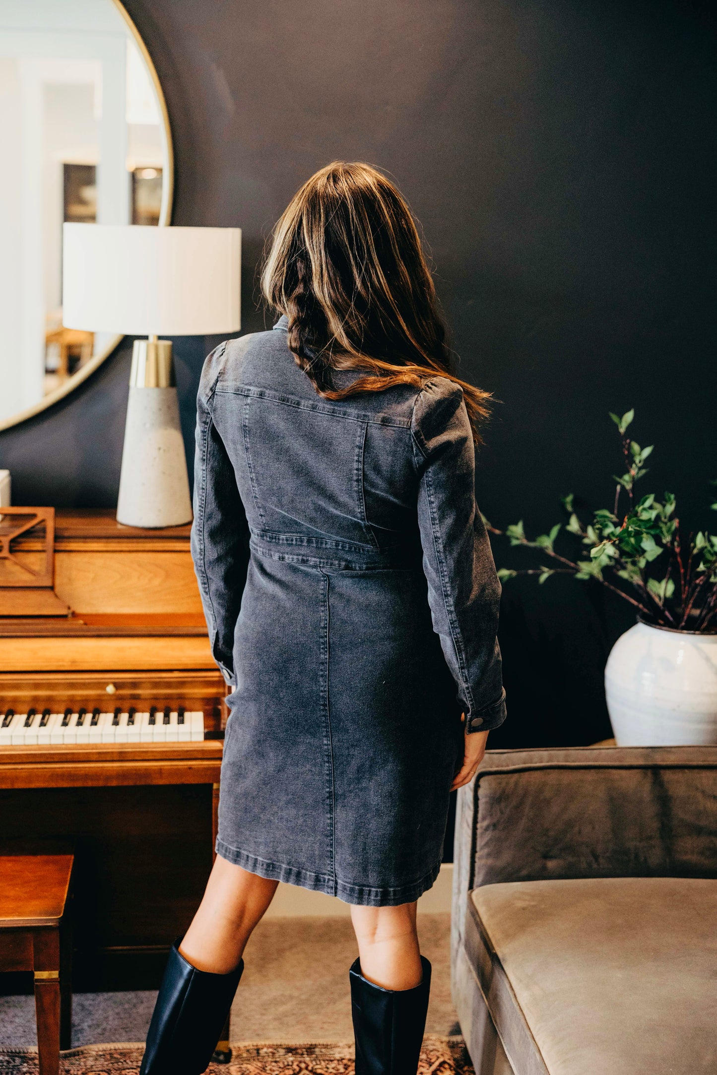 The Mae in Vintage Blash Wash Denim Dress