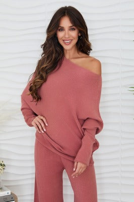 Italian Asymmetrical Sweater in Terracotta
