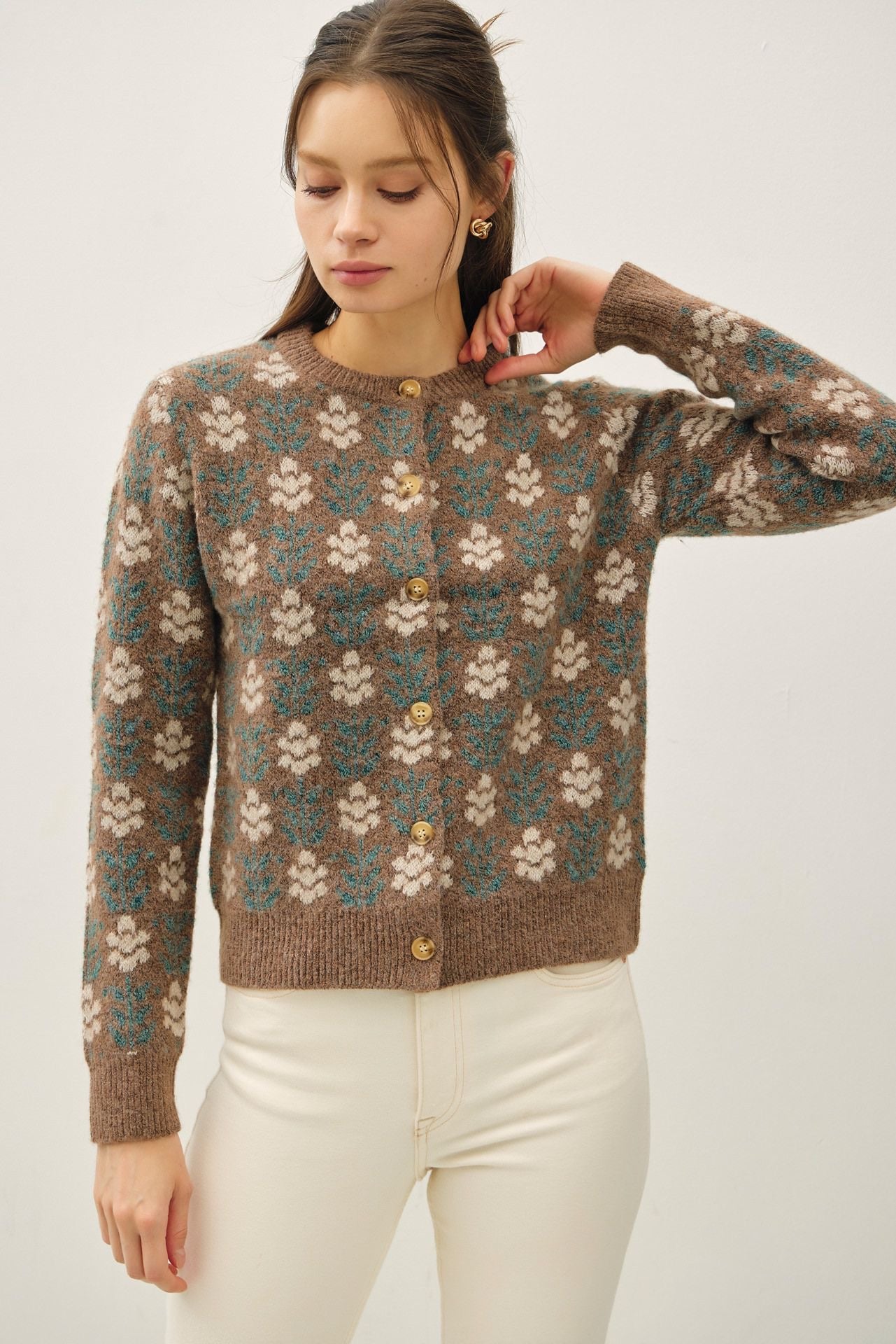 Floral Cardigan Sweater