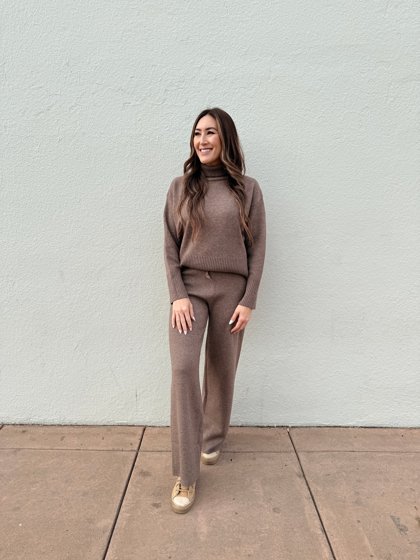Turtleneck Sweater Lounge Set in Mocha