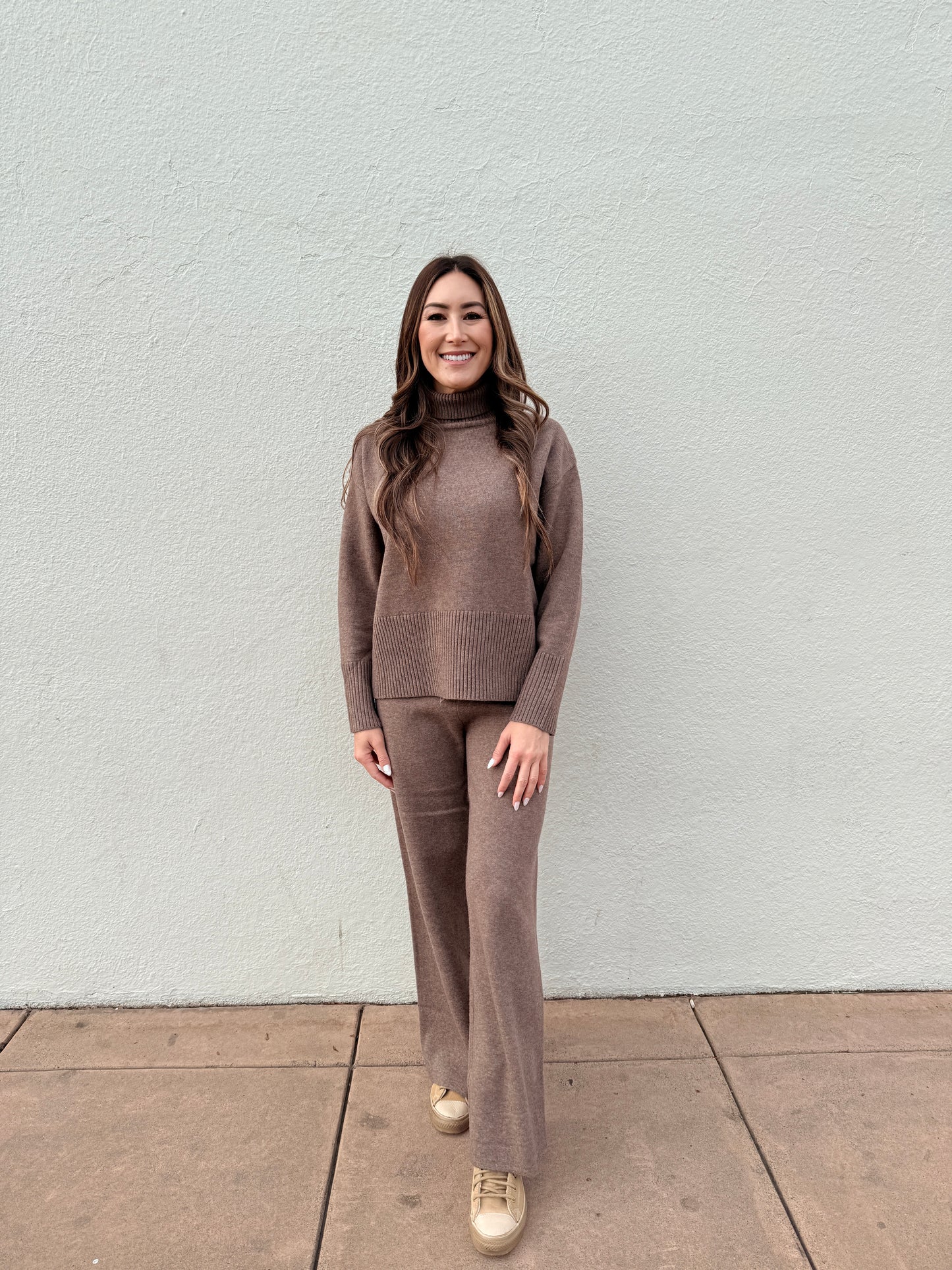 Turtleneck Sweater Lounge Set in Mocha