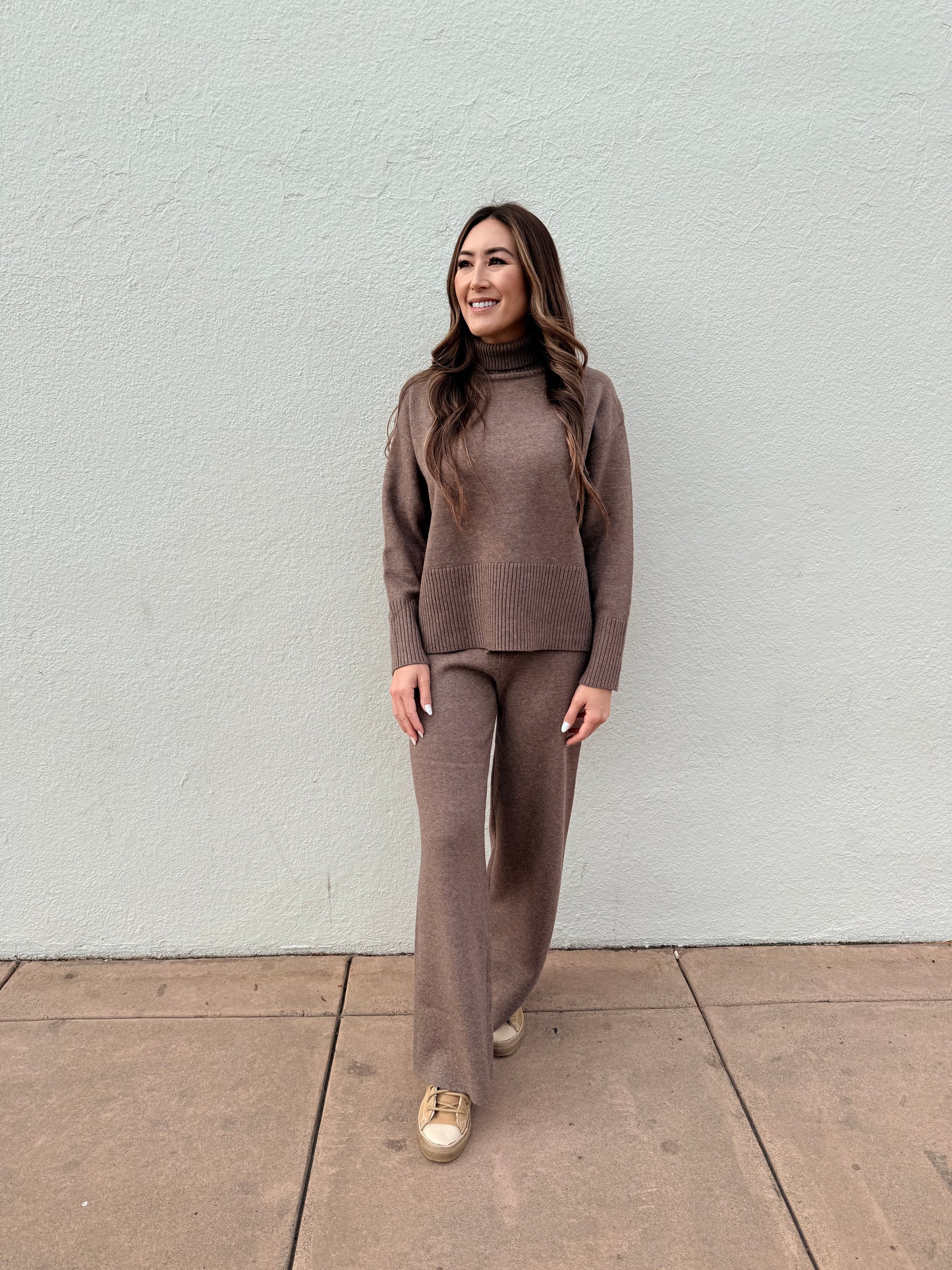 Turtleneck Sweater Lounge Set in Mocha