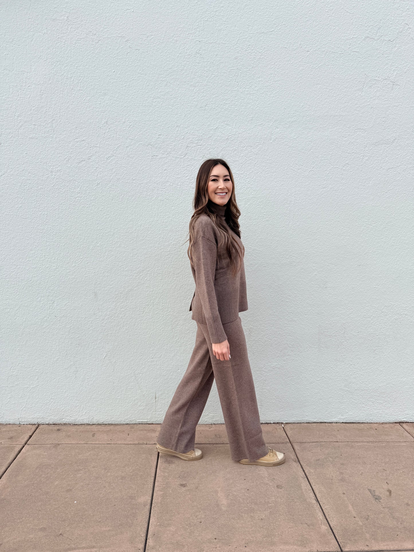 Turtleneck Sweater Lounge Set in Mocha
