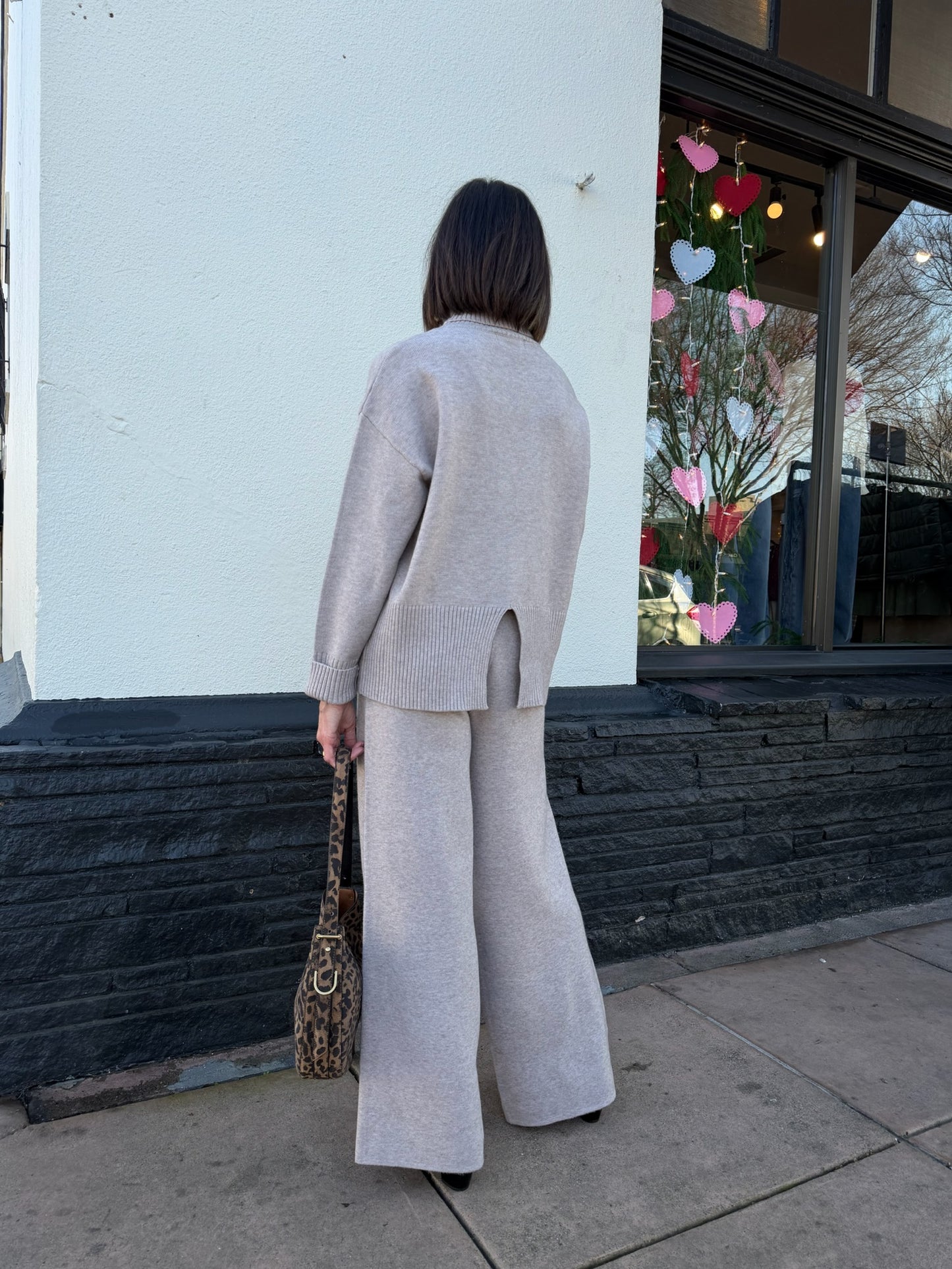 Turtleneck Sweater Lounge Set in Taupe