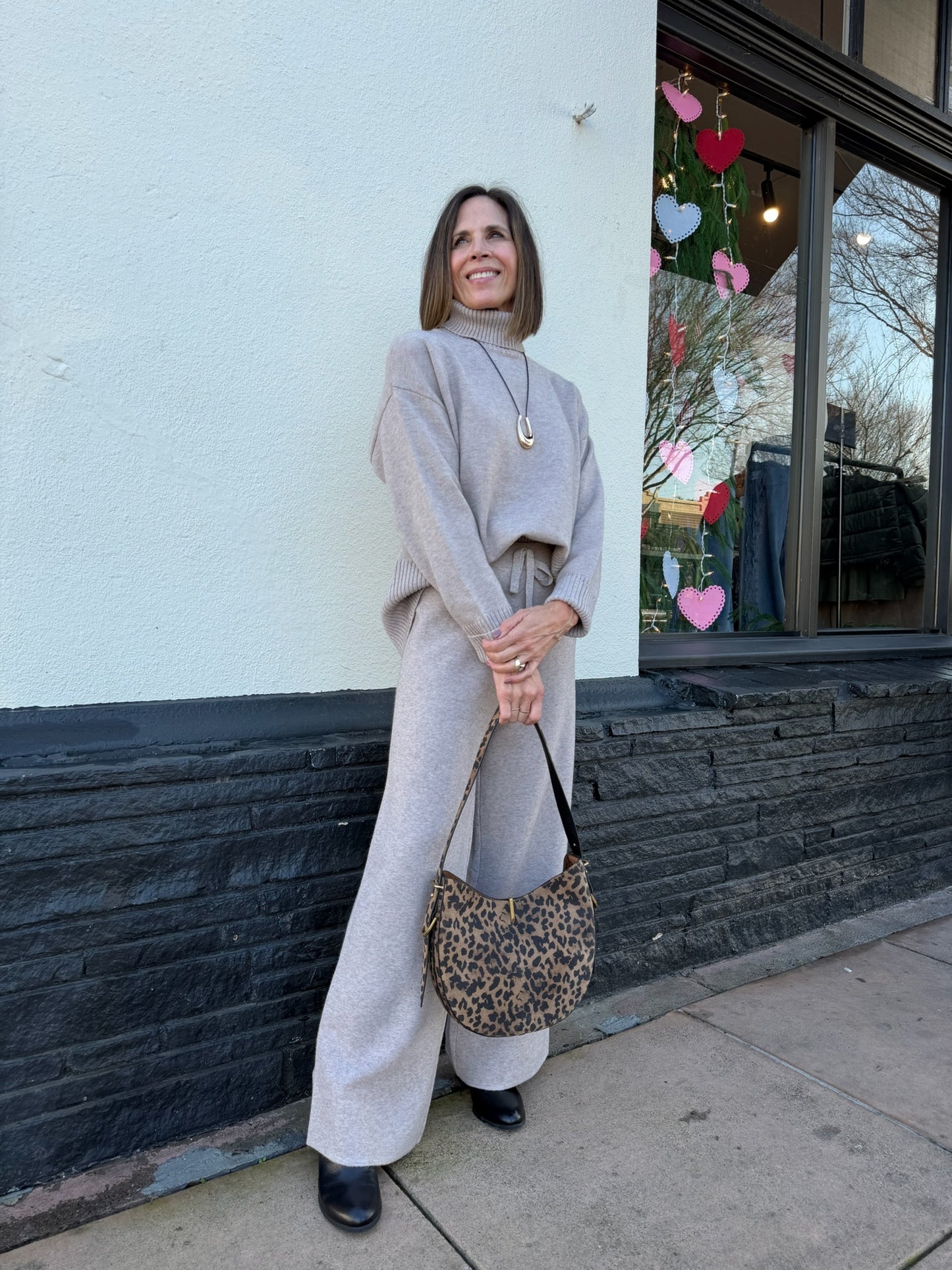 Turtleneck Sweater Lounge Set in Taupe