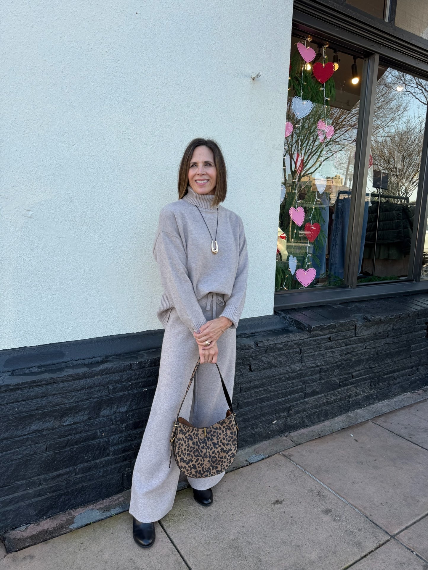Turtleneck Sweater Lounge Set in Taupe