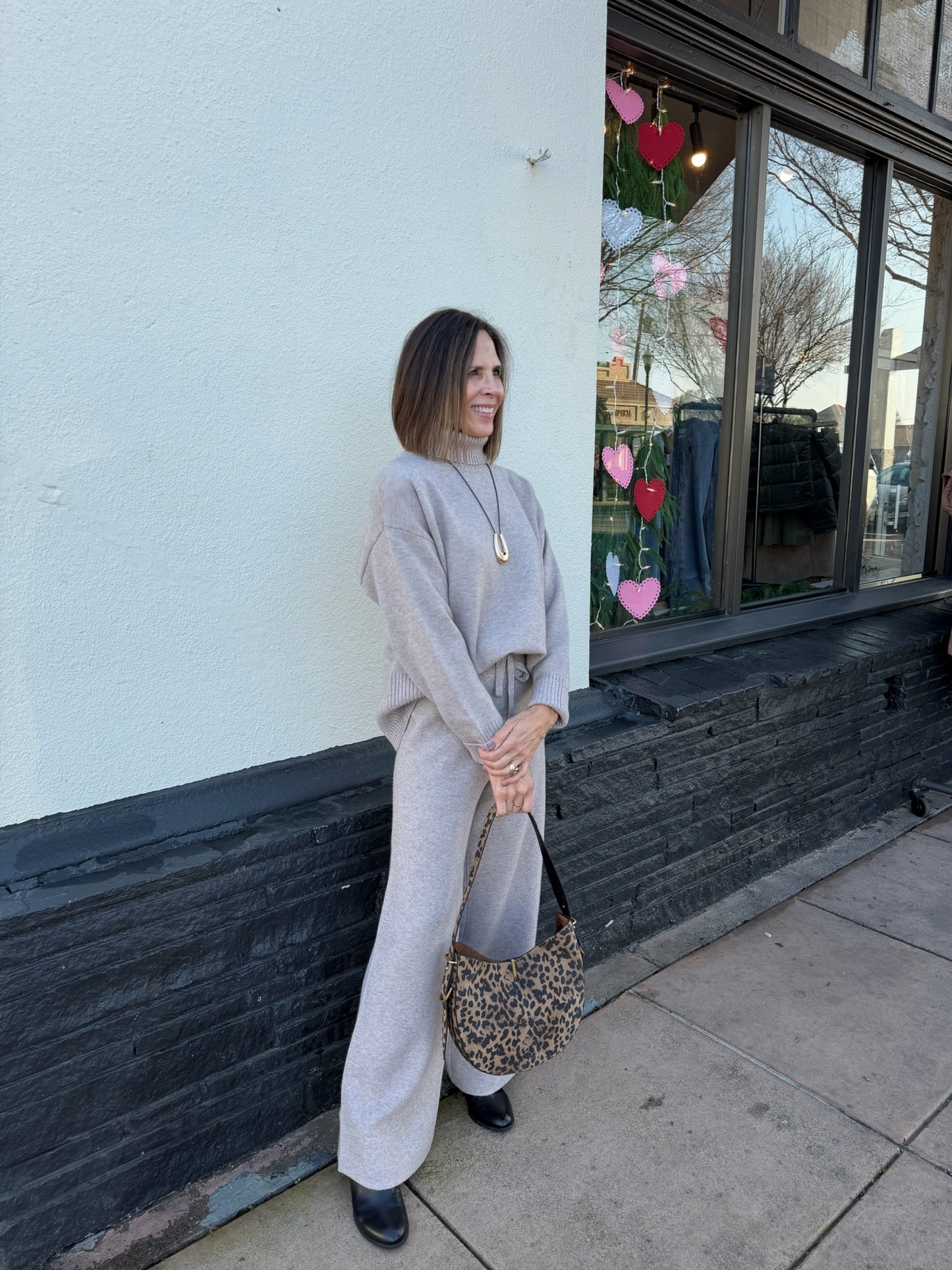 Turtleneck Sweater Lounge Set in Taupe