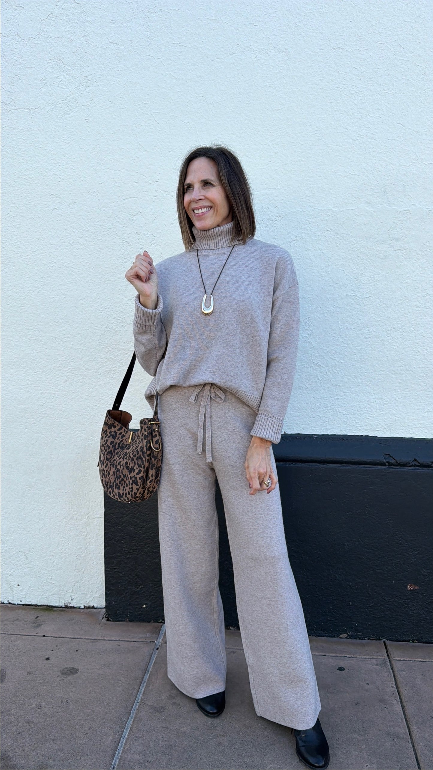 Turtleneck Sweater Lounge Set in Taupe