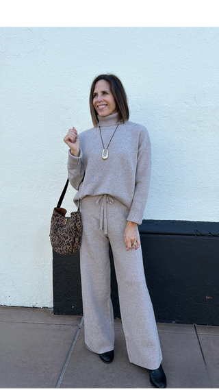 Turtleneck Sweater Lounge Set in Taupe