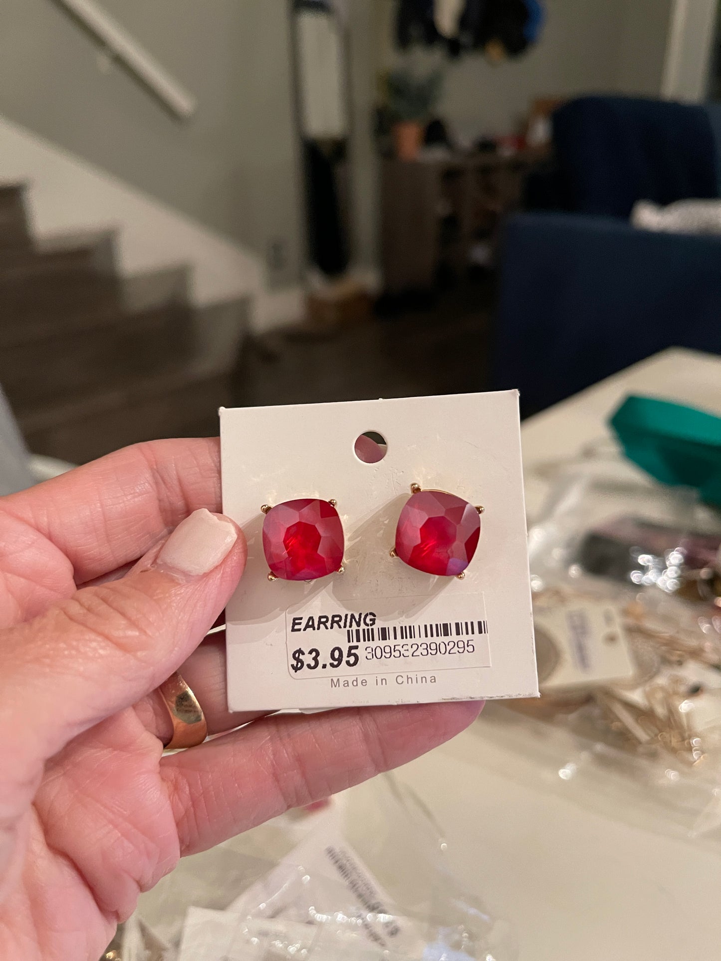 Gem Post Earring