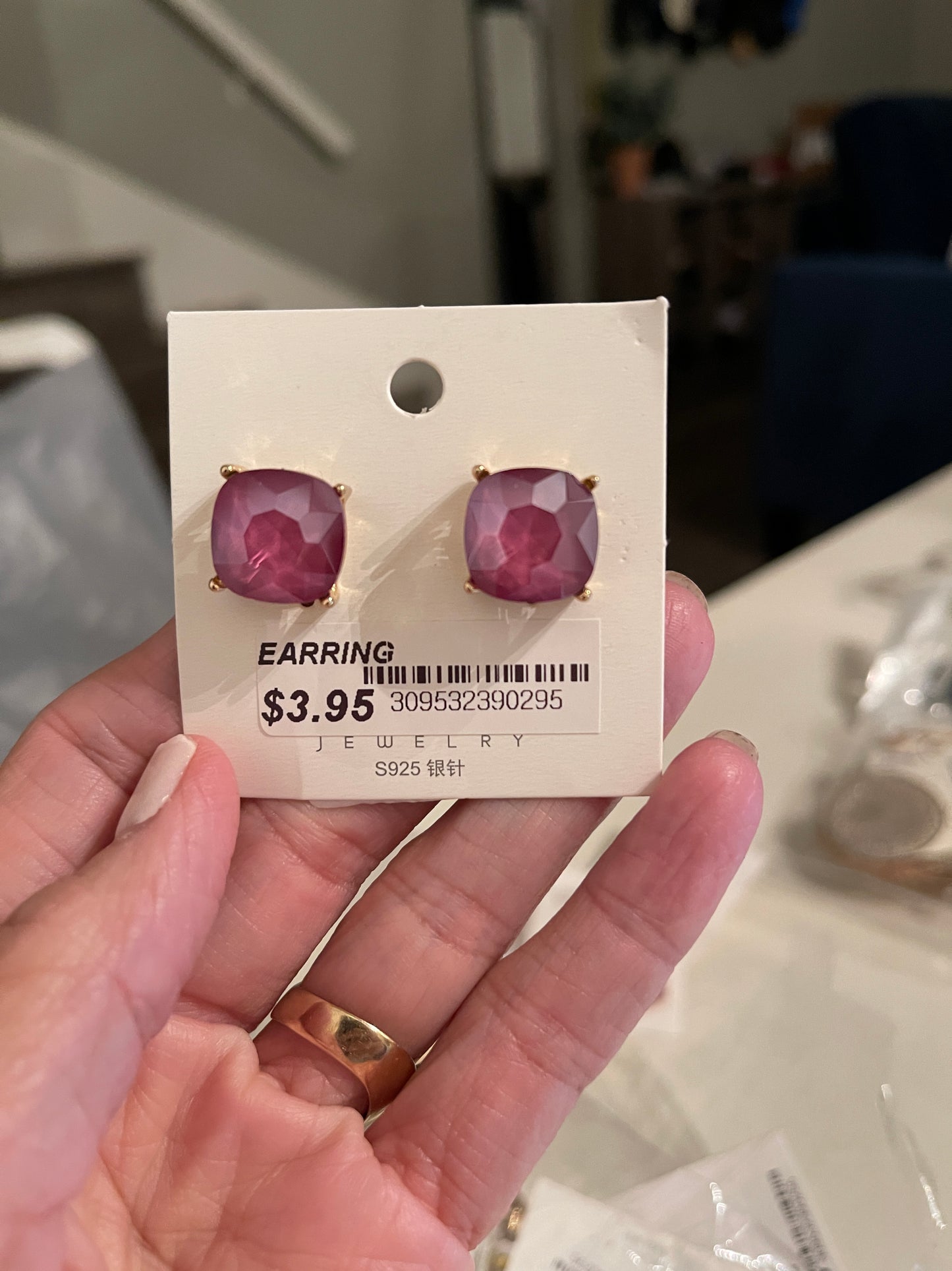 Gem Post Earring