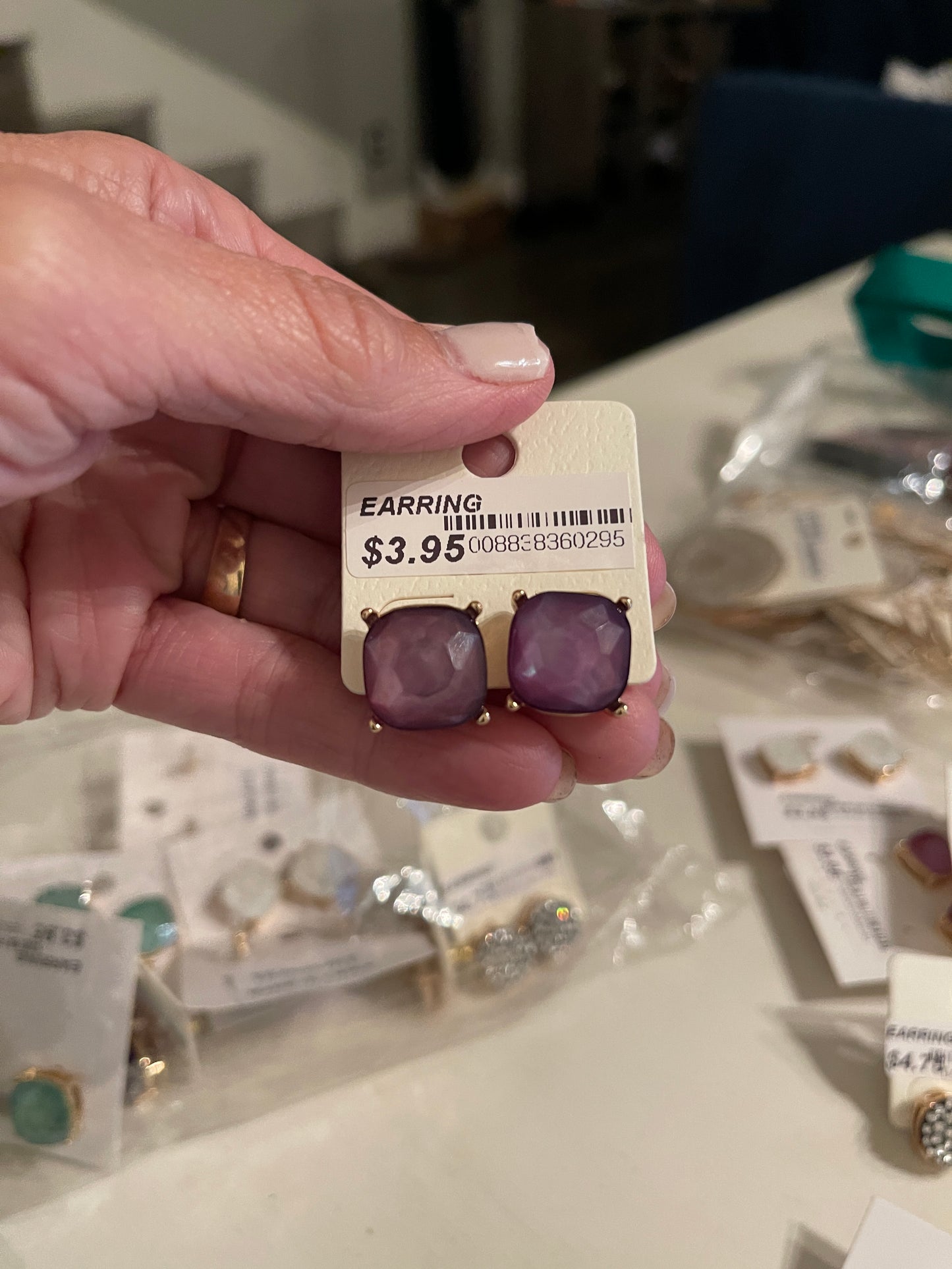 Gem Post Earring