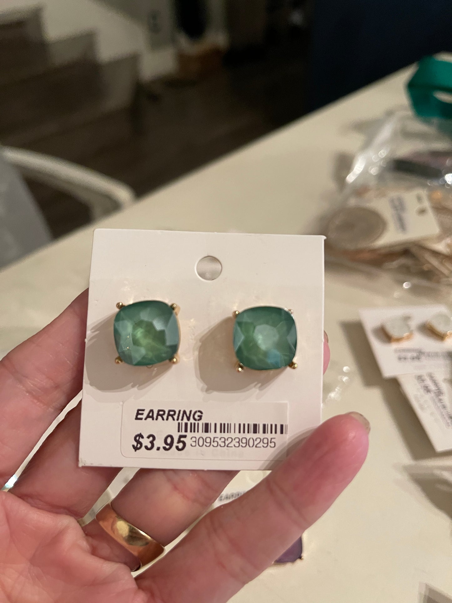 Gem Post Earring