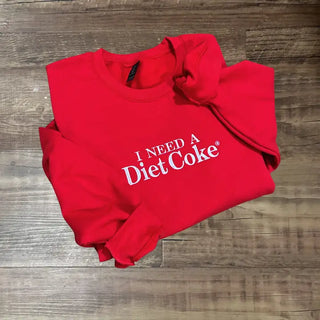 I Need A Diet Coke Embroidered Crewneck in Red