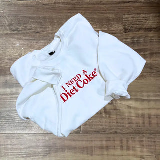 I Need A Diet Coke Embroidered Crewneck in White Kit