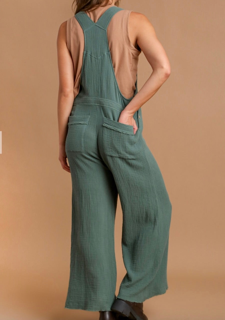 Button Detail Jumpsuit in Lagoon
