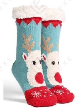 Reindeer Luxury Non-Slip Sherpa Socks