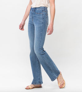 High Waist Elastic Waistband Jeans
