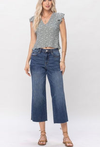 High Waist Crop Wide Leg Jeans