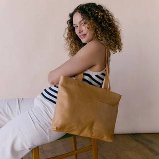 Latico Leathers Noelle Full-Grain Leather Tote Bag in Cognac