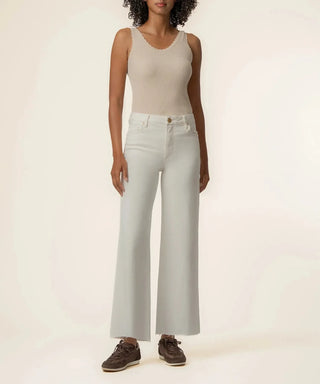 Ecru High Rise Wide Leg Flare Jeans
