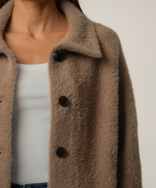 Blythe Ultra Soft Long Sweater Jacket in Tan