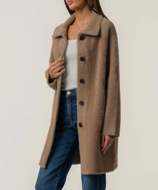 Blythe Ultra Soft Long Sweater Jacket in Tan